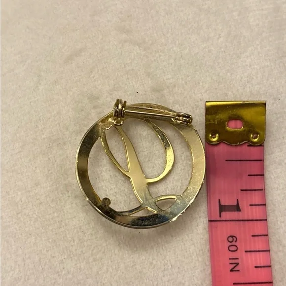 Letter L Brooch Initial Script Vintage Goldtone Alphabet Cursive Monogram Pin - Picture 5 of 7